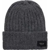 Replay muts sjaal Beanie + Scarf Set Charcoal Gray Melange donkergrijs