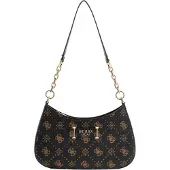 GUESS schoudertas Carrie Logo Top Zip Shoulder Bag Espresso Logo donkerbruin