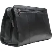 Esquire Leren Utensil zak Spa Toiletry Bag Black Zwart