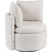 Beliani RANDERS - Draaifauteuil - Gebroken wit - Polyester