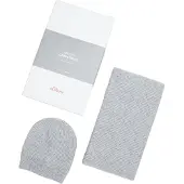 s.Oliver muts sjaal Beanie + Scarf Set Grey Black Lichtgrijs