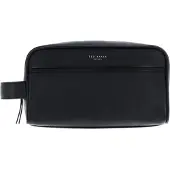 Ted Baker Leren toilettas Samberg Tie Bar Detail Washbag Black zwart