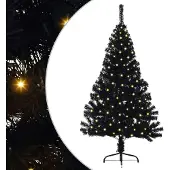 vidaXL - Kunststof - Voorverlichte - Kerstboom - met - 150 - LED - Zwart - 150 - cm - PVC