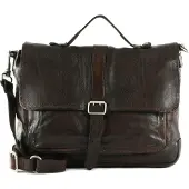 Campomaggi Leren Business tas Schoudertas Saturno Briefcase Moro Donkerbruin