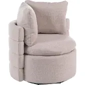 Beliani RANDERS - Draaifauteuil - Beige - Polyester