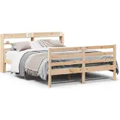 vidaXL Bedframe met hoofdbord massief grenenhout 150x200 cm