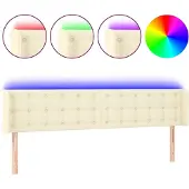 vidaXL Hoofdbord LED 203x16x78/88 cm kunstleer crèmekleurig