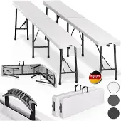 Casaria Tuinbank Set van 2 Wit Kunststof 180cm