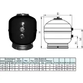 Aqua sphere Polyester Side mount zandfilter 9m³