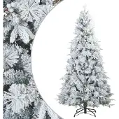 vidaXL Kunstkerstboom met Scharnier en Sneeuw Vilt Wit 240 cm