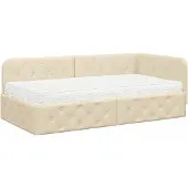 vidaXL Hoek Bed Frame Crème 100 x 200 cm Stof