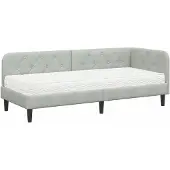 vidaXL Hoek Bed Frame Lichtgrijs 80 x 200 cm Fluweel