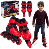 Sarcia.eu MARVEL Spider-Man Rood-zwarte verstelbare rolschaatsen voor jongens, veilig