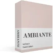 Ambiante Cotton Uni hoeslaken - Lits-jumeaux - Light Pink