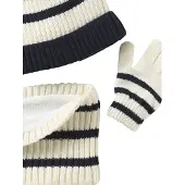 Vertbaudet Gestreept babyset voor jongens muts + snood + wanten/handschoenen
