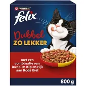 Felix Dubbel Zo Lekker - Kattenvoer Droogvoer - Kip & Rund - 5 x 800g