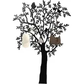 4Goodz Wandkapstok metaal boomdesign met vogels 175 cm -