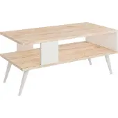 En.casa Salontafel Lycksele, bijzettafel, woonkamertafel met opbergruimte, rechthoekig, eikenhoutlook, wit, met onderkast