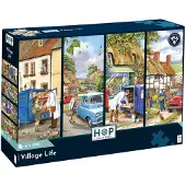 The House of Puzzles Village Life Puzzel 4x 500 Stukjes