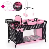 Bayer - Multibed voor poppen tot 46cm in zwart, wit/roze