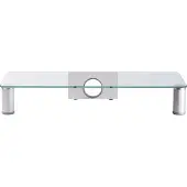 VCM Parco TV-meubels Glazen bovenplank, Zilverkleurig, helder glas.
