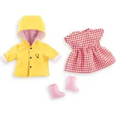 Corolle poppenkleding regenoutfit 36cm - kleurrijke regenjas en laarzen.
