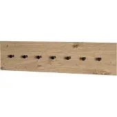 Haku wandkapstok, 7 haken, elk met een draagvermogen van 3 kg, B 800 x D 50 x H 200 mm, hout/metaal, licht eiken decor/zwart