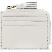 Coccinelle Leren kaarthoes Tassel Credit Card Holder Pearl crème
