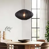 LumenXL Japandi hanglamp Lunara - stoffen kap Ø48 cm - zwart