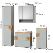 Vicco Eden Badkamermeubelset – 4 delen Grijs/Kunstnijverheid