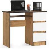 Akord Bureau Rechts A-6 / Computerbureau / Computer Tafel / Bureautafel Rechts / Craft Eik - Wit / 90 x 77 x 50 cm