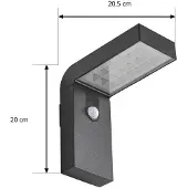 PRIOS Wandlamp buiten met bewegingssensor Aurino, zwart, Aluminium