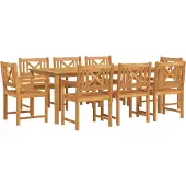 vidaXL Tuin Eettafel Set 9 st Bruin Massief Acacia Hout