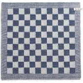 Knit Factory Keukendoek Block - Ecru/Jeans - 50x50 cm