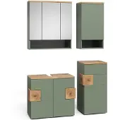 Vicco Eden Badkamermeubelset – 4 delen Groen/Kunstzinnig