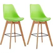CLP Set van 2 barkrukken Metz, kunststof met rugleuning en voetsteun | Kleur: grijs, frame: naturel