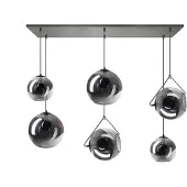 Eth 6-lichts glazen hanglamp Orb