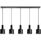 Eth Zwarte hanglamp Sledge 5-lichts zwart met goud