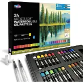 Zieler Oliepastels - Oliepastelkrijt - Soft Pastel - 24 Stuks - Water Oplosbaar - Inclusief Waterbrushes - voor Volwassenen & Kinderen