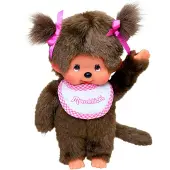 Monchhichi Classic, meisjesmodel, roze, ongeveer 20 cm