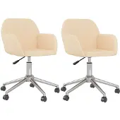 vidaXL Eetkamerstoelen 2 st draaibaar stof crèmekleurig