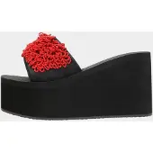 Uzurii Rode koraalkleurige teenslipper zwart