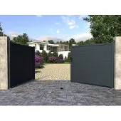 Vente-unique Draaipoort in aluminium NAZARIO antraciet - L397 x 181 cm