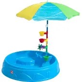Step2 Play & Shade Pool kinder zwembad met parasol in Blauw | Klein zwembadje / Peuterbadje / Pierenbadje van kunststof 95 X 19 cm | Ook te gebruiken als zandbak