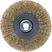 Osborn draadborstel voor haakslijpmachine, diameter 100 mm, ronde borstel - staaldraadborstel, verchroomd, gegolfd draad