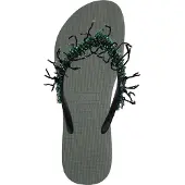 Uzurii Bahia zwarte teenslippers legergroen