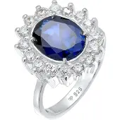 Elli Ring 'Glamour' donkerblauw / zilver