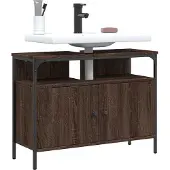 DKD Home Decor Onderkast voor wastafel, bruine eikenhoutlook, 80x30x60 cm, gemaakt van houtvezel