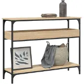 vidaXL Consoletafel met plank Sonoma eiken 100x29x75cm bewerkt hout