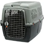 Trixie Giona, stevige dierenkooi, kooivormige dierenkooi, voor honden, 25 kg, voorzijde open, antraciet, groen, grijs